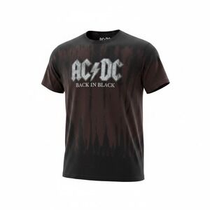 AC/DC Back in Black Tie Dye Graphic T-Shirt Mens XXL‎ Black Brown Rock Band Tee